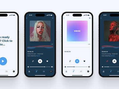 Daily UI 009 — Music Player ai ai app ai mobile ai music concept app daily ui daily ui challenge dailyui ios ios app iphone iphone 14 iphone 15 mobile mobile app music music player ui ui design virink