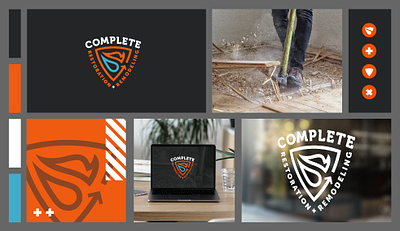 Complete Restoration + Remodeling Logo brand identity branding construction logo graphic design logo logo design