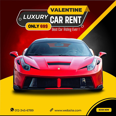 Luxury Car Rent Post Design In Illustrator 3d animation branding graphic design logo motion graphics ui