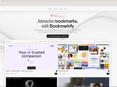Inspiration Saver Landing Page branding chrome extension clean dark design graphic design landing page ui ux web design