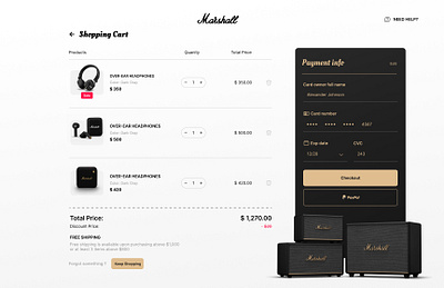 Marshall Speakers - Checkout Concept app branding concept dailyui design graphic design mobile ui ux