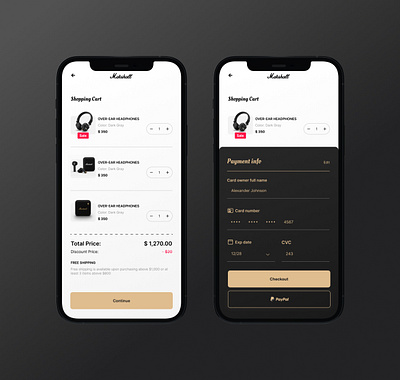Mobile Marshall Speakers checkout concept app branding concept dailyui design graphic design mobile ui ux