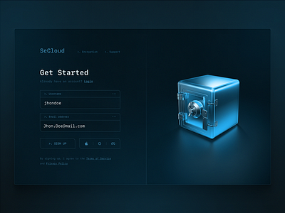 Secure Cloud sign up form cloud form login privacy protection safe secure security sign up system ui user experience user interface ux