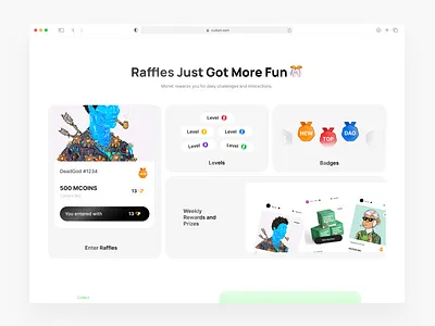 Landing Page - Bento Grid app apple bento grid blockchain clean design fiat fintech landing page raffle ui ux web3
