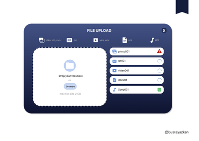 Daily UI #31 - File Upload app blue challenge dailyui design fileupload graphic design ui userınterface ux