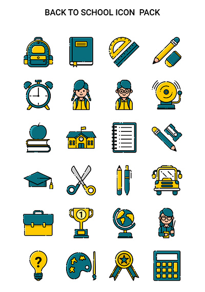Back To School Lineal Icon Pack backtoschool cartoon education graphic design icon illustration lineal pack school ui