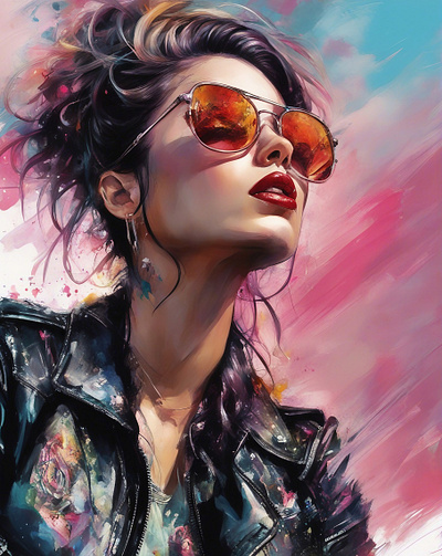 Stray cat digital illustration digital painting expressive fashion girlportrait illustration leather jacket lipstick portrait retro retrofashion retrostyle rockabilly rockabillygirl rocknroll sunglasses vibrant vintage