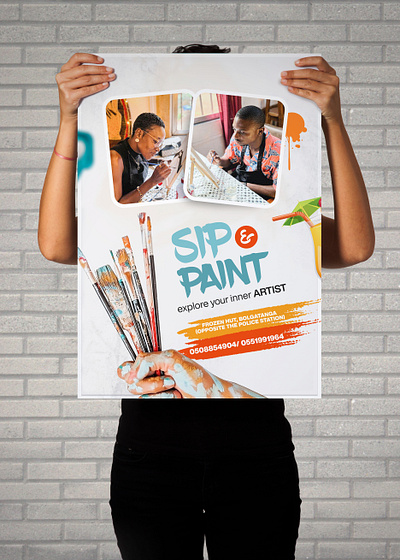 Sip and paint poster design branding brushes design flyer graphic design illustration minimal paint poster texture typography