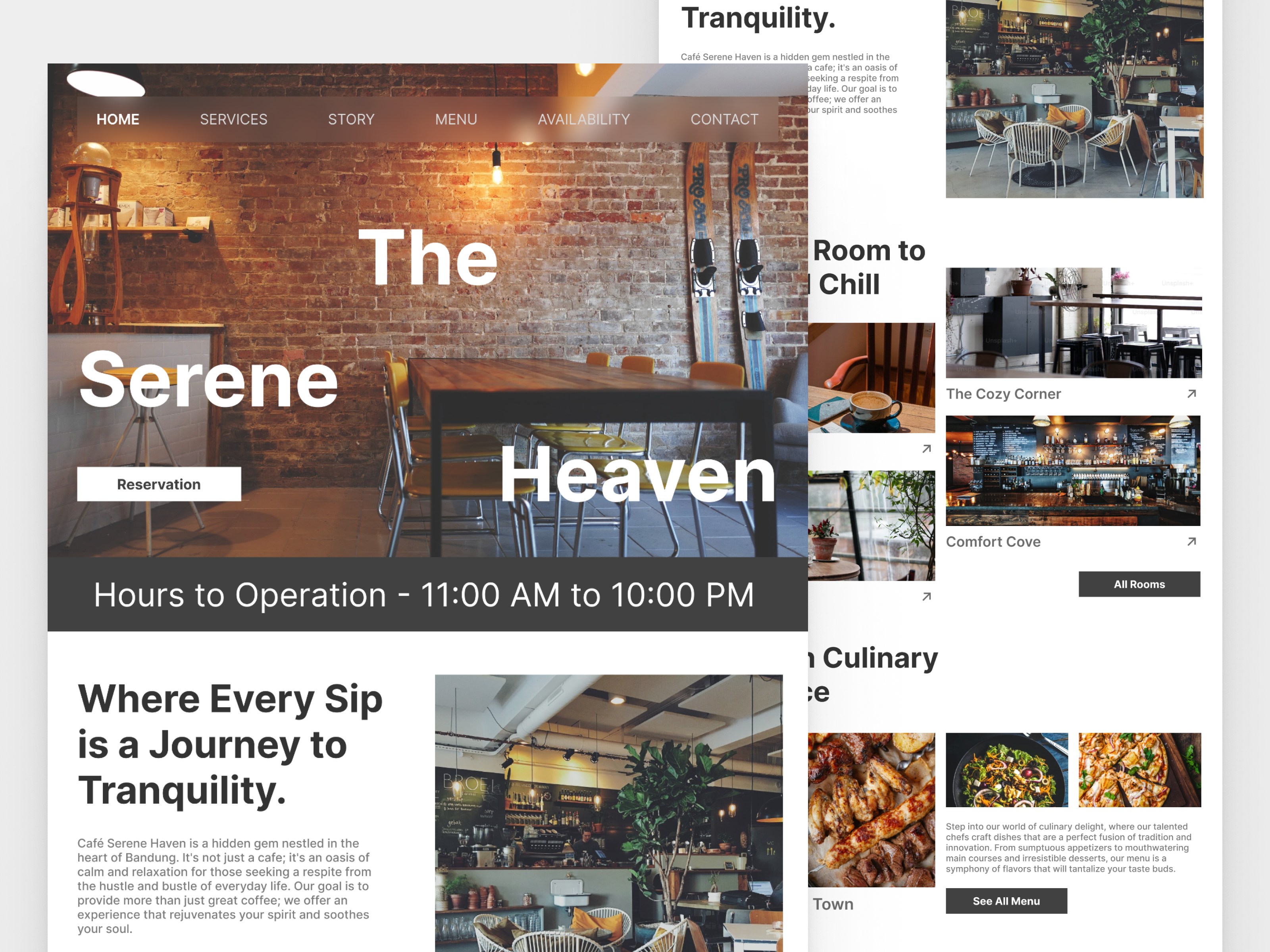 Serene Heaven - Company Profile Landing Page cafe cafe landing page clean clean design company company website corporate agency creative digital agency digital marketing landing page marketing modern restaurant ui ux web web design website website design