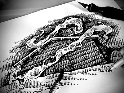 Monument Identity Illustrated by Steven Noble art artwork brandmark design engraving etching illustration illustrator ink line art logo scratchboard steven noble woodcut