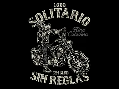 LOBO SOLITARIO art design illustration motoclub motorcyle patch rebel traditional vintage wolf