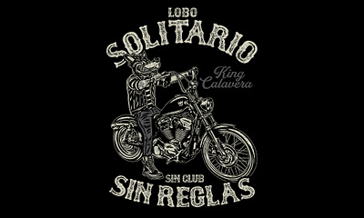 LOBO SOLITARIO art design illustration motoclub motorcyle patch rebel traditional vintage wolf