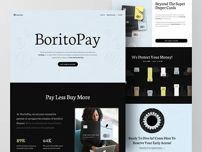 BoritoPay - Finance Bank Landing Page bank banking blue clean cash clean credit card finance financial landing page landingpage money saving ui wallet website