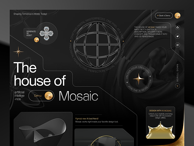 The House of Mosaic AI Website 3d ai design exploration illustration interface landing page ui ui design web web design website website design