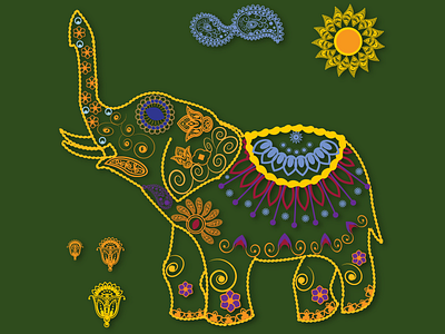 Summer elephant branding design graphic design illustration logo vector