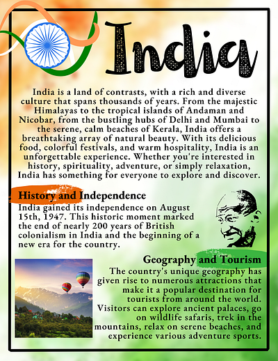 Informational Flyer about India canva creative design flyer graphic design illustration illustrator ui vector