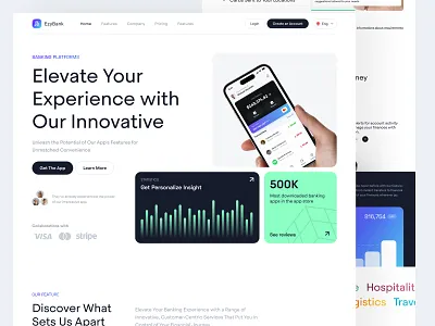 Ezy Bank - Banking Platforms analytics bank bank card chart desktop digital banking finance finance app financial fintech home page landing page mobile banking money ui ux web design