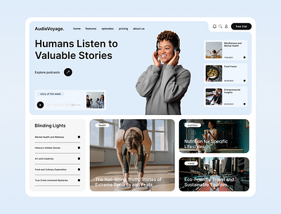 Web Design for Audio Voyage Podcast app design business concept figma home page landing page music template user interface ux website design