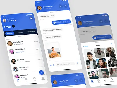 Chataja - Mobile Version app blue chatbot clean design direct messaging emoji flutter message messager mobile app mobile design profil slide splash screen talk telegram ui ux whatsapp