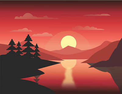 Serene Spectacle - Sunset Illustration design graphic design illustration illustrator vector