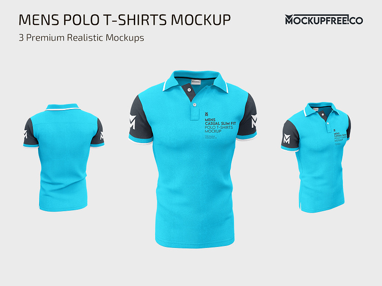 Men’s Casual Polo T-Shirt PSD Mockup Set by mockupfree.co on Dribbble