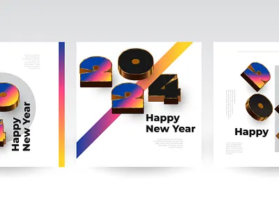 Modern and Minimalist 2024 Poster Design 2024 3d branding card christmas colorful design gold golden gradient happy new year minimal minimalist modern poster realistic
