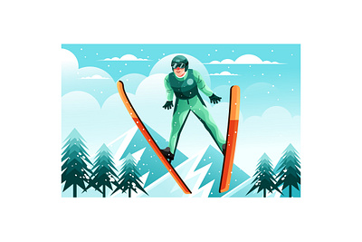Ski Jumping Sport Illustration sports