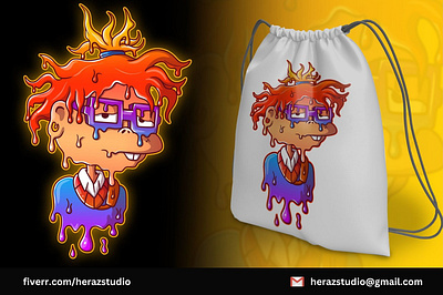 Melting Trippy Dripping Cartoon Character Bag Design food melting