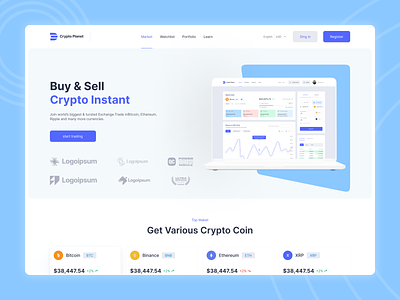 Trading Crypto Exchange Landing Page crypto wallet currency exchange exchange financial web ui homepage interface landing page nftmarketplace web app web design website website design