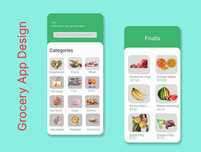 Grocery App Screen Design app branding design graphic design illustration logo typography ui ux vector