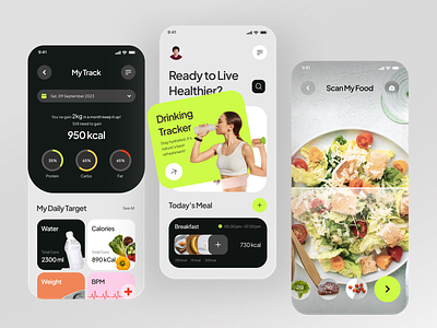 Health Tracker Mobile App app daily goals design fitness habit tracker health tracker healthcare lifestyle meal plan mobile mobile app mobile design tracker ui uiux wellness