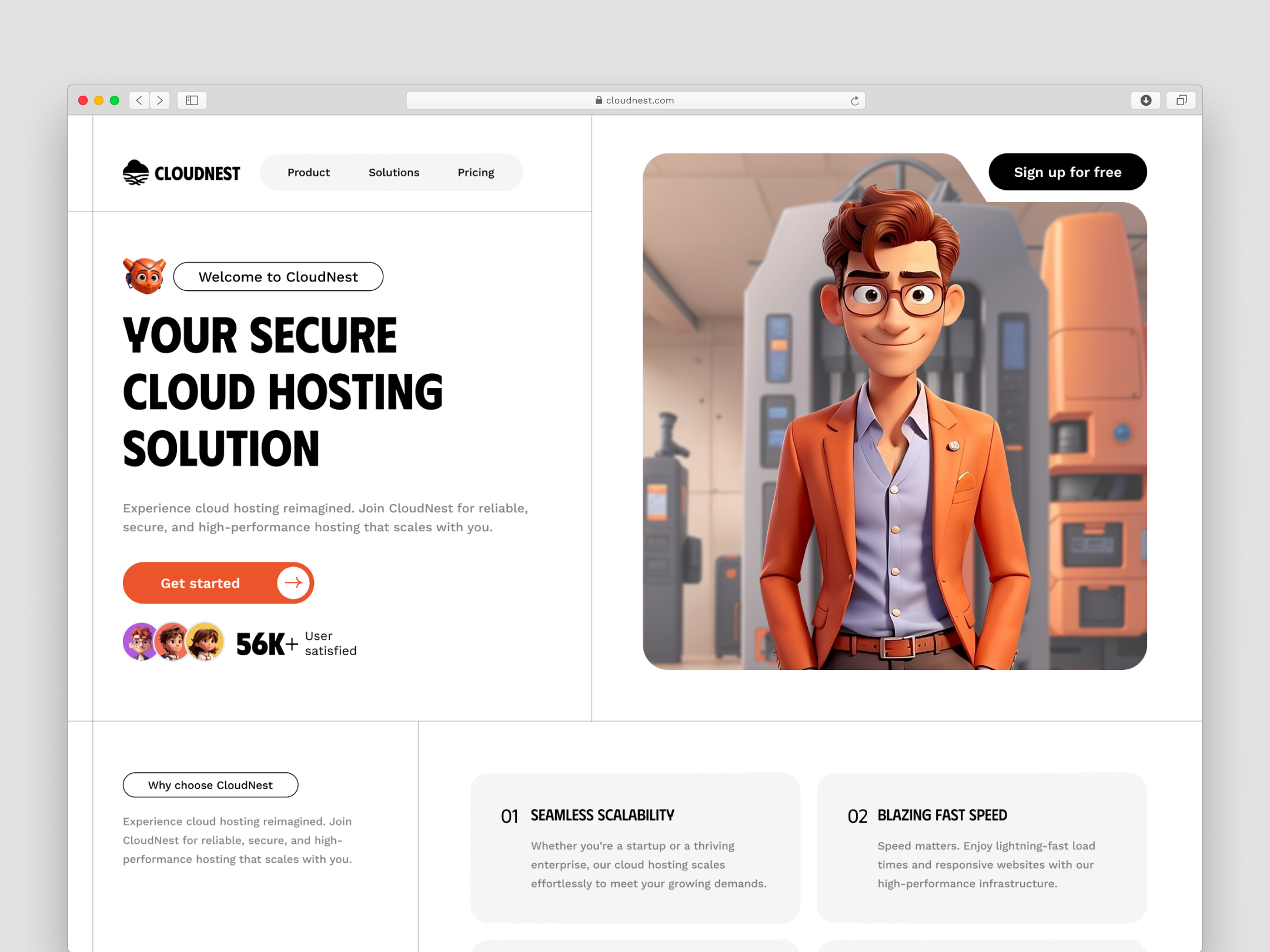 Example of Modern Minimalist Landing Page Design