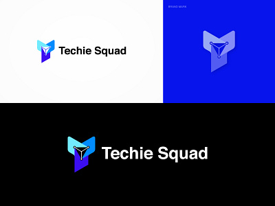 Techie Squad Logo abstract app logo best logo designer brand identity branding business logo company logo creative logo graphic design logo logo design logo designer logo presentation minimalist logo modern logo popular dribbble shots t logo t tech logo technology logo turbine logo