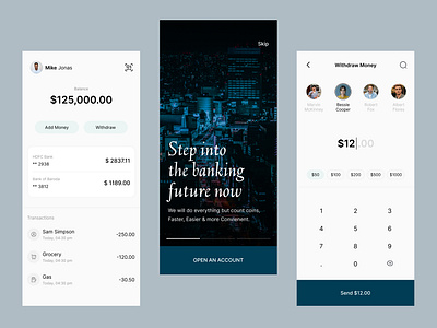 Bank account and withdraw screens bank account banking transactions ui ui ui design
