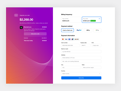 Payment page - Upgrade subscription plan billing card payment clean dailyui design figma fill form flat input field logo minimal payment plan receipt subscription ui upgrade plan ux web