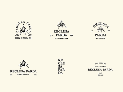 Logotype for Reclusa Parda branding creatures graphic design icon identity illustration logo logotype serif spider spooky typography variations vector