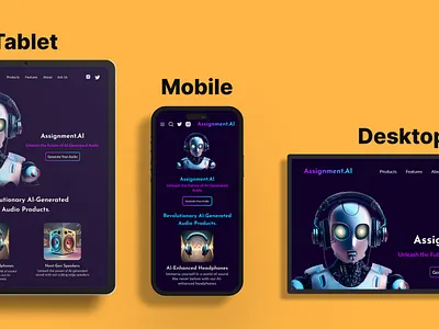 Generative AI Audio-Assignment.AI ai website app darkui design desktop design figma mobileapp mobiledesign tablet design ui uiux website