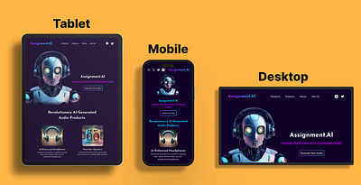 Generative AI Audio-Assignment.AI ai website app darkui design desktop design figma mobileapp mobiledesign tablet design ui uiux website
