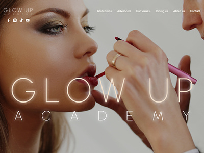 GLOW UP ACADEMY academy animated prototype creativity figma glow up make up mua school ui webdesign