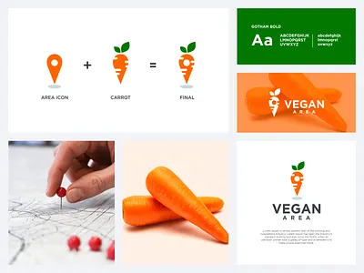 Carrot Logo area logo brand branding carrot carrot logo color design illustration logo maps logo pin logo place logo prio hans spot logo typography ui ux vector vegan logo