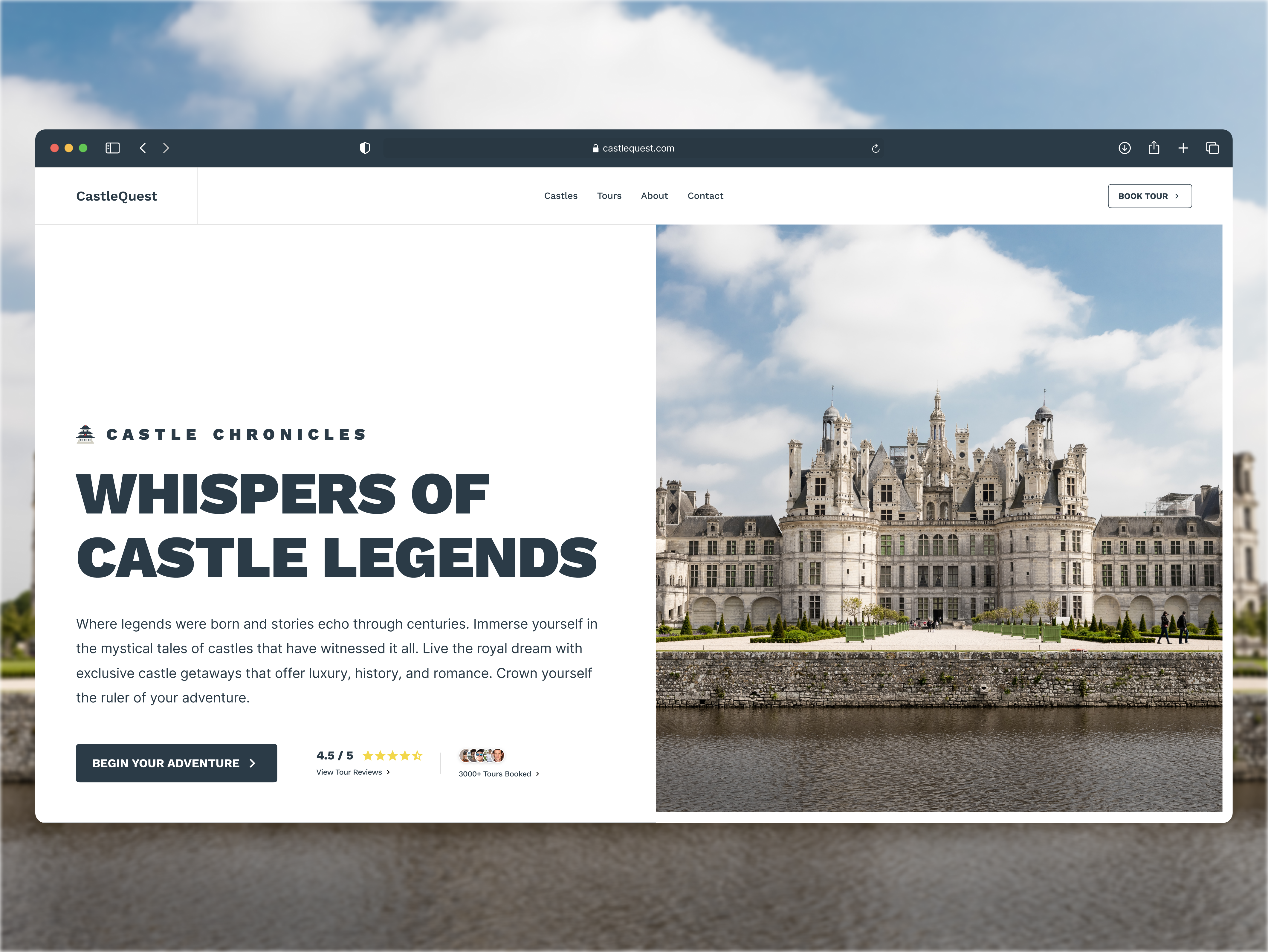 Castle Tour Booking Website aesthetic design booking cards booking platform booking website card design clean design design landing page minimalistic modern design tour booking tours and travel travel design ui ui design web design
