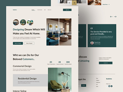 Interior Landing Page architectural architecture ecommerce website furniture graphic design homepage interior landing page portfolio product page ui uiux web design