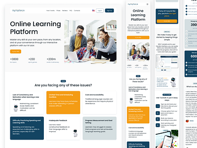 Landing page for onlime learning platform edtech education landing for school language school learning platform online school