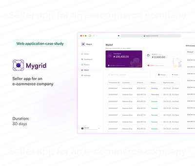 Mygrid:e-commerce seller website application app design ui ux