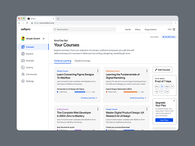 Course Dashboard classes clean components course dashboard design design system figma landing page learning platform light mode minimalist modal online online course platform sidebar ui ui design widget