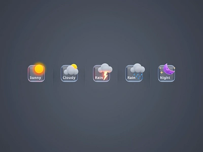 Weather Icons 3d animation cloudy day icon motion graphics night rain sunny weather