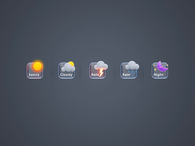 Weather Icons 3d animation cloudy day icon motion graphics night rain sunny weather