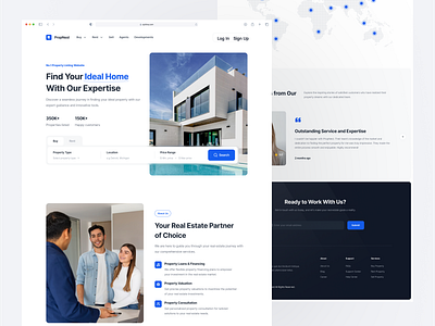 PropNest - Landing Page agent buy clean consultation dipa inhouse filter home investment landing page listing loans maps property real estate rent sell service transactions ui web design