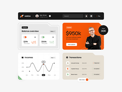 Vestox UI design interface product service startup ui ux web website