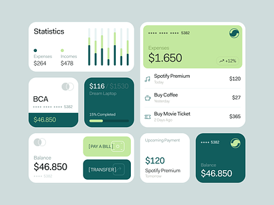 Subank - Banking App Widgets app bank banking app cash app clean component design design component ios money payment ui user interface ux widget